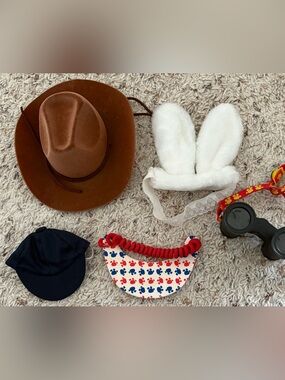 Build a Bear Accessories Cowboy Hat, Bunny Ears, Binoculars, Baseball Cap, Visor